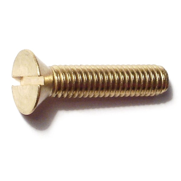 Midwest Fastener 5/16"-18 x 1-1/2 in Slotted Flat Machine Screw, Plain Brass, 8 PK 32811 - main